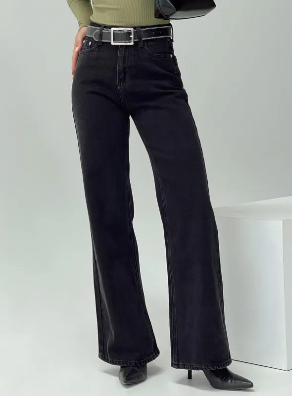 Maple Flare Jeans Washed Black sold by Princess Polly