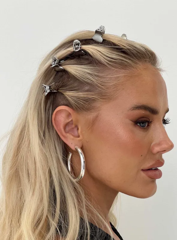 Raphalee Hair Clip Pack Silver sold by Princess Polly