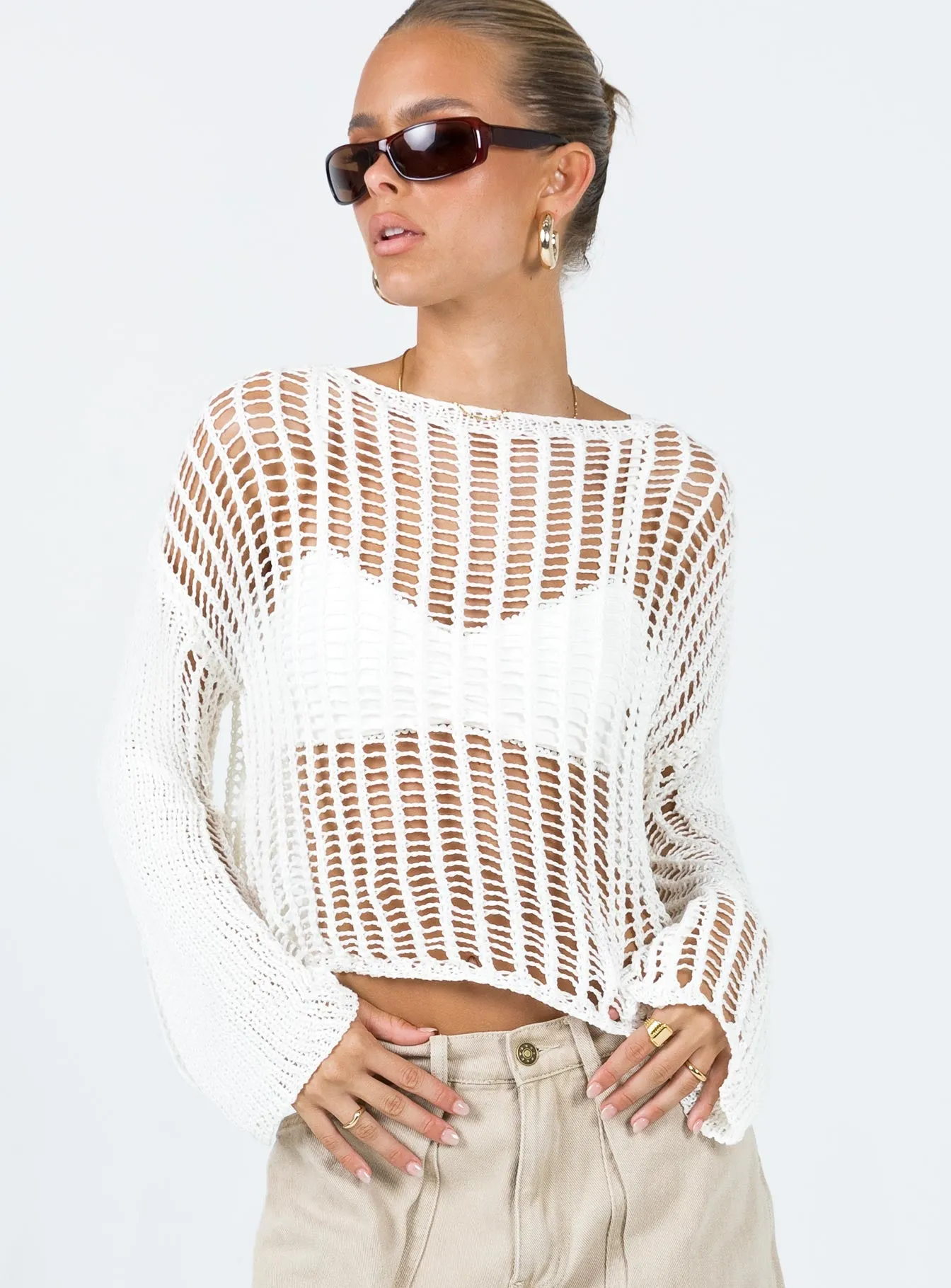 The Kennedy Sweater White Lower Impact sold by Princess Polly product image thumbnail 2