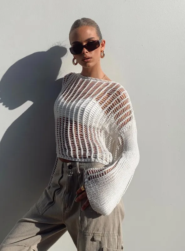 The Kennedy Sweater White Lower Impact sold by Princess Polly