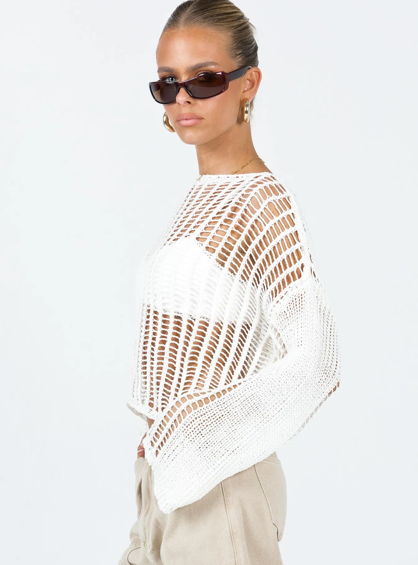 The Kennedy Sweater White Lower Impact sold by Princess Polly product image thumbnail 4