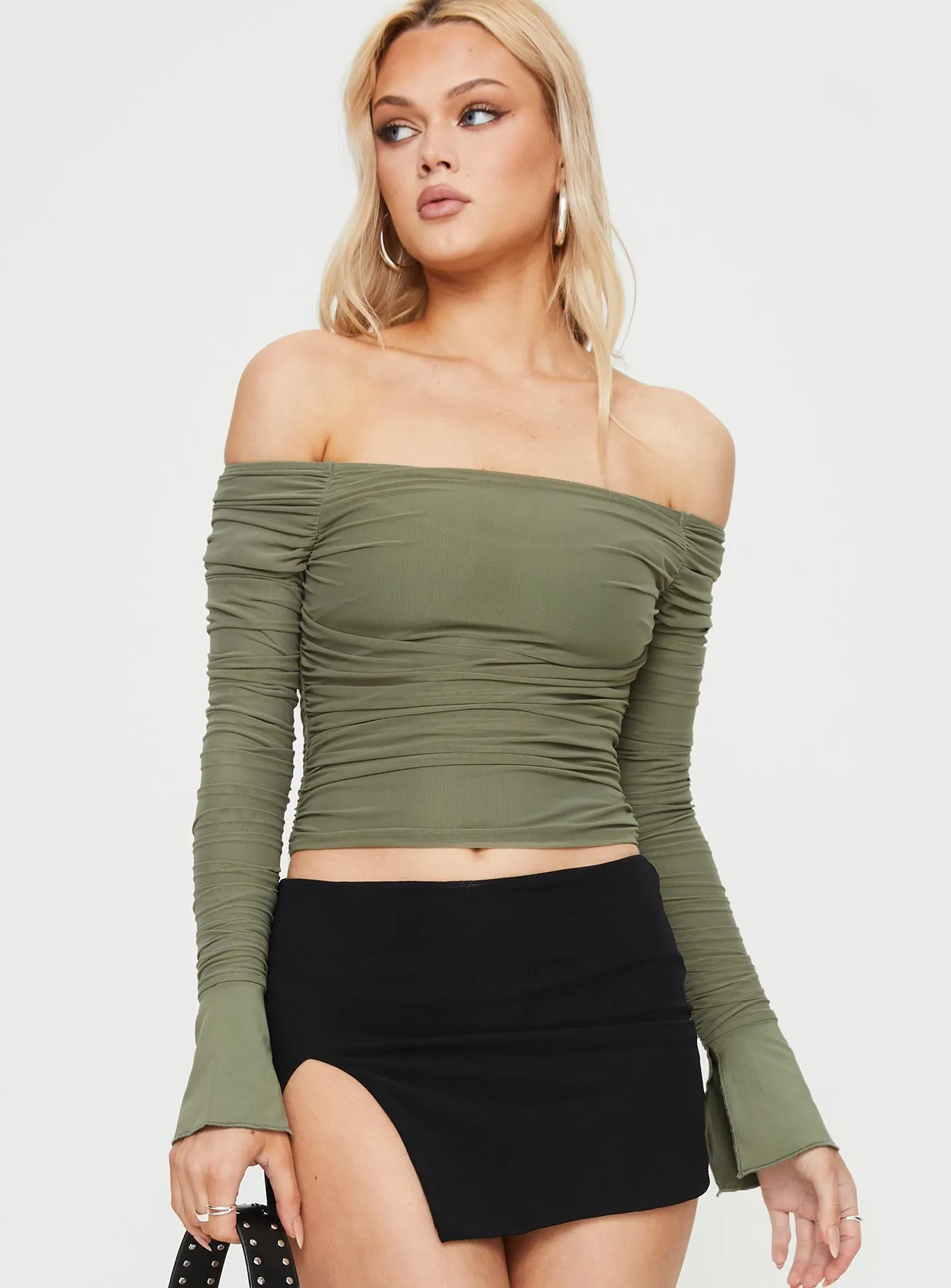 Moreno Off The Shoulder Top Green sold by Princess Polly product image thumbnail 2