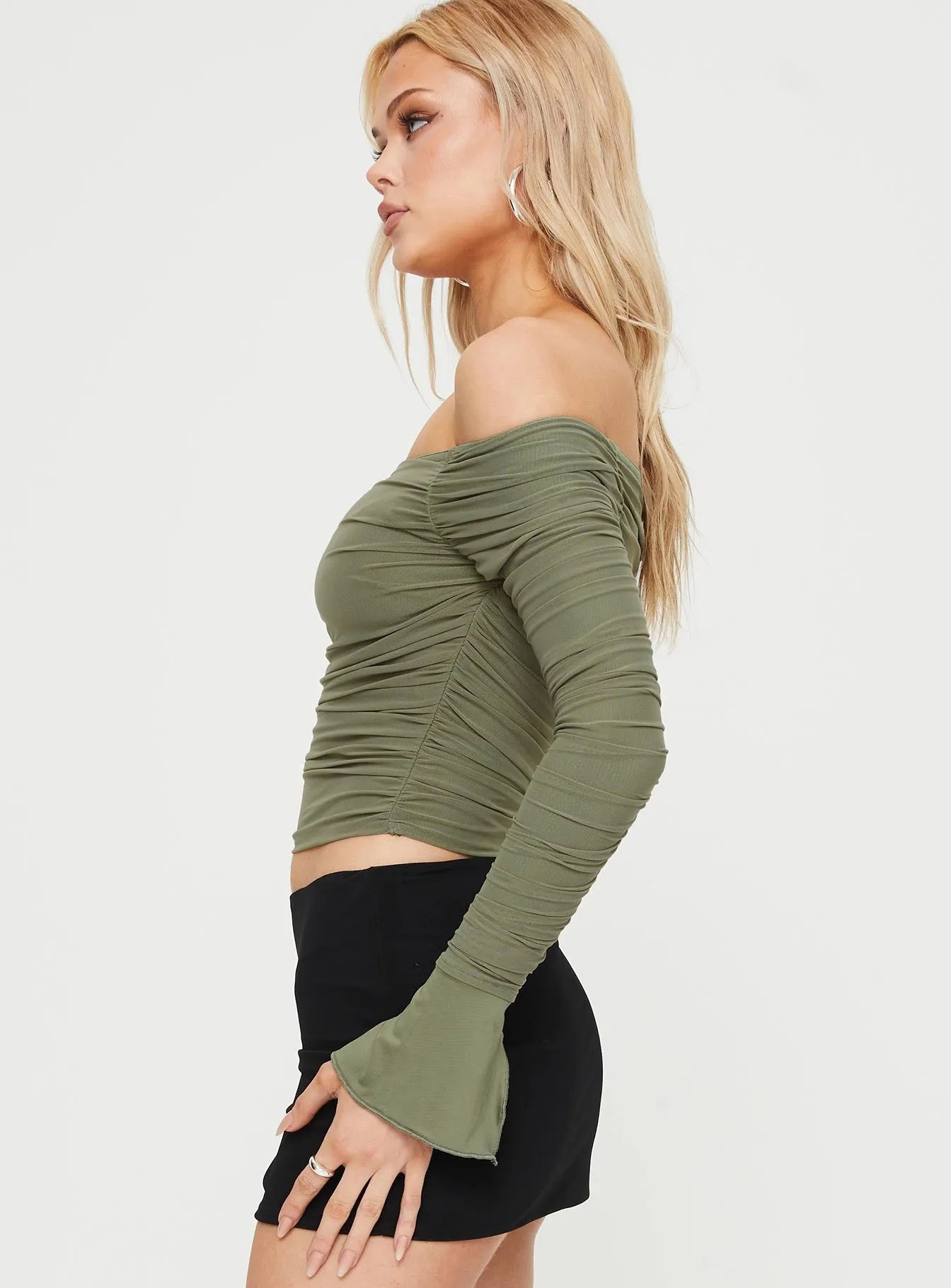 Moreno Off The Shoulder Top Green sold by Princess Polly product image thumbnail 4