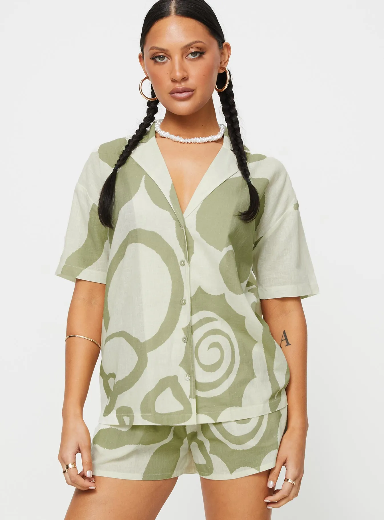 Sea Shirt Green / Cream sold by Princess Polly product image thumbnail 3