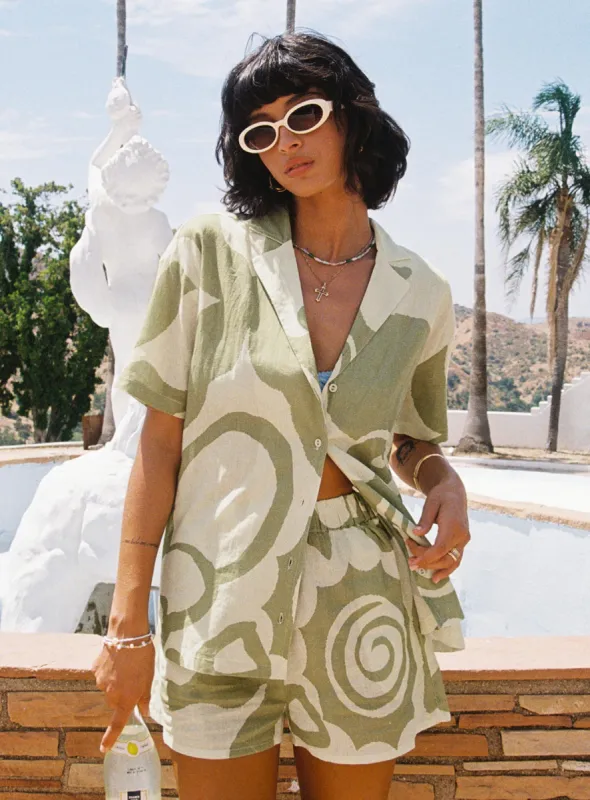 Sea Shirt Green / Cream sold by Princess Polly