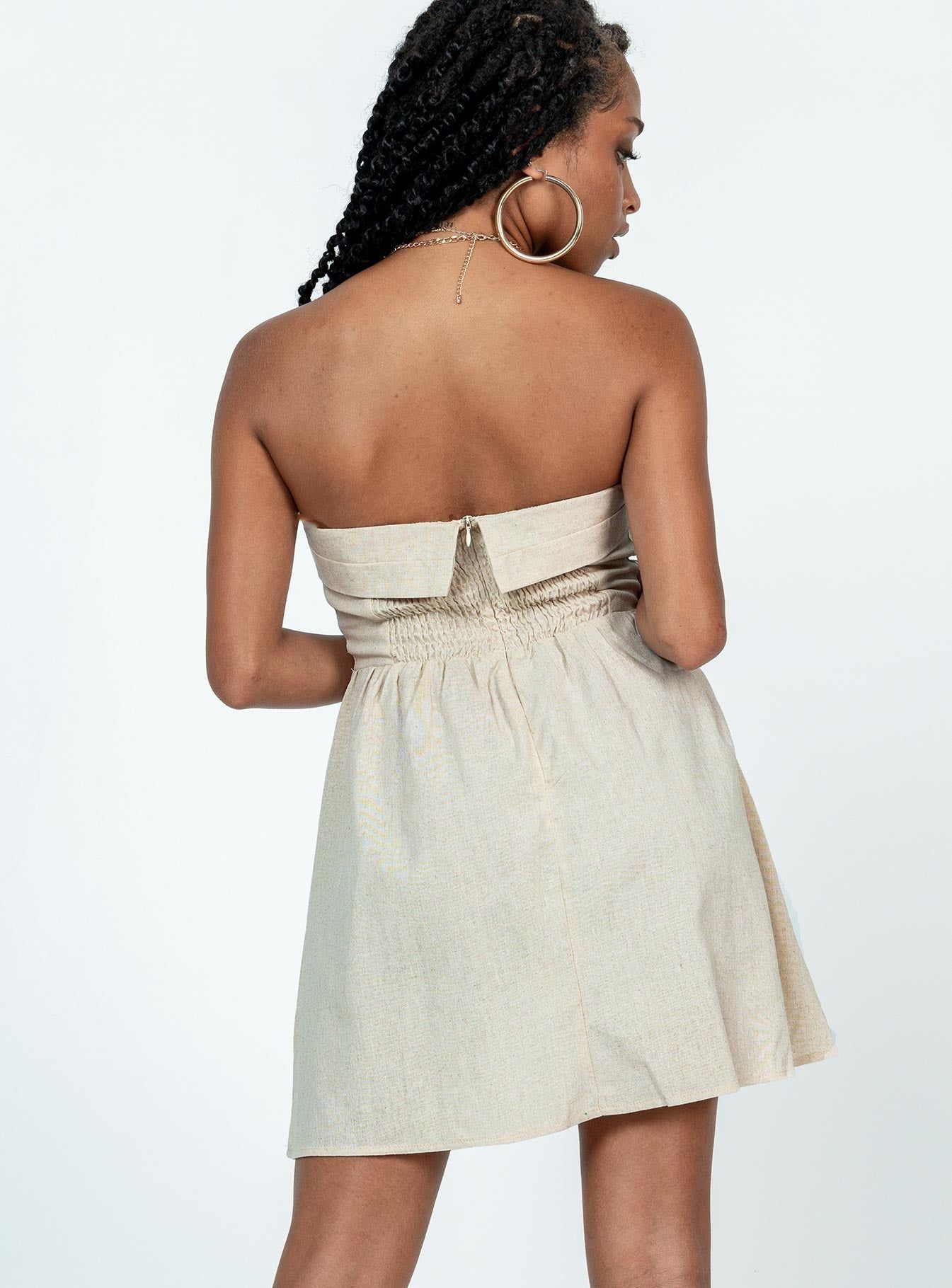 Kallie Mini Dress Beige sold by Princess Polly product image thumbnail 5