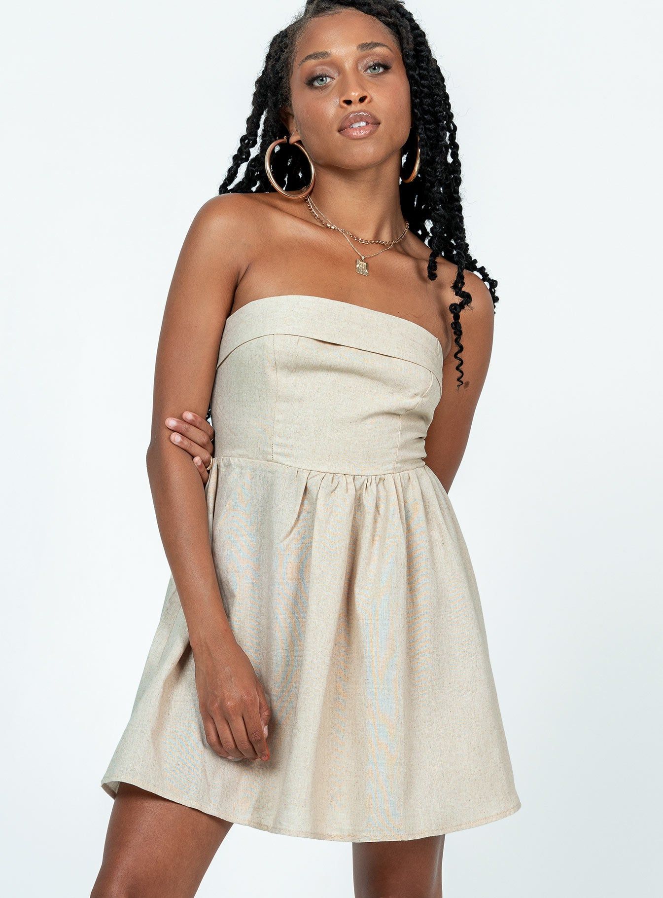 Kallie Mini Dress Beige sold by Princess Polly product image thumbnail 2