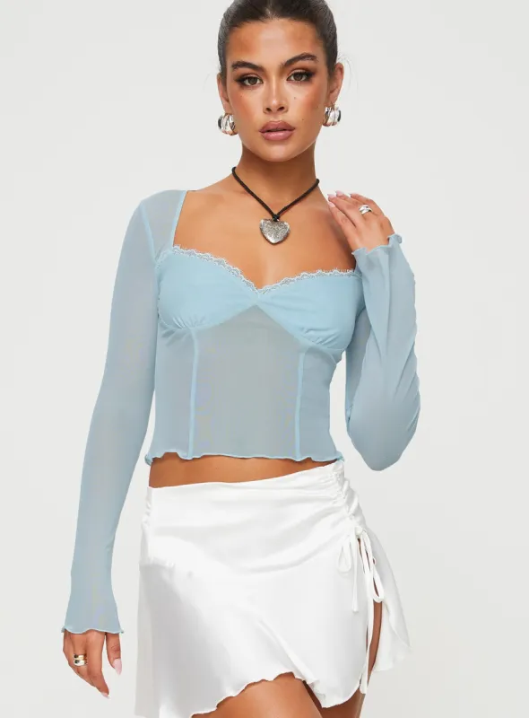 Judeth Long Sleeve Top Blue sold by Princess Polly