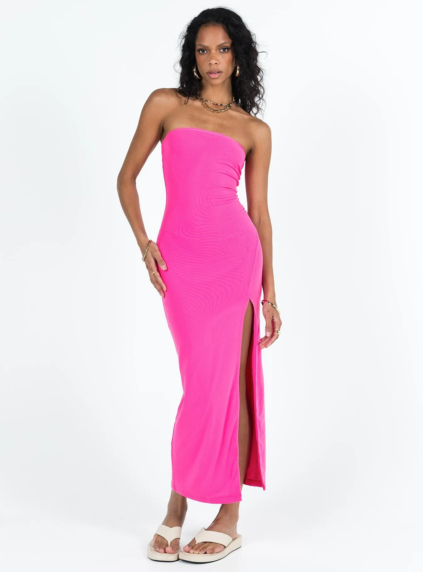 Panama Strapless Maxi Dress Hot Pink sold by Princess Polly product image thumbnail 5