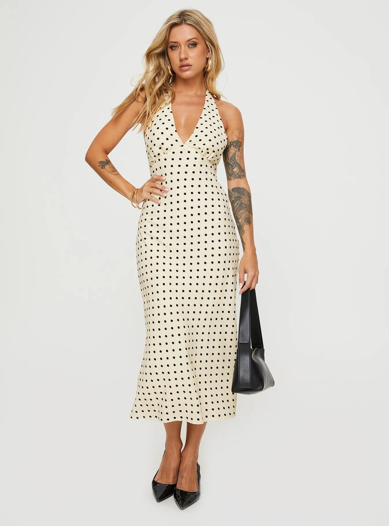 Kimbelle Halter Maxi Dress Cream / Polka Dot sold by Princess Polly product image thumbnail 3