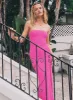 Panama Strapless Maxi Dress Hot Pink sold by Princess Polly