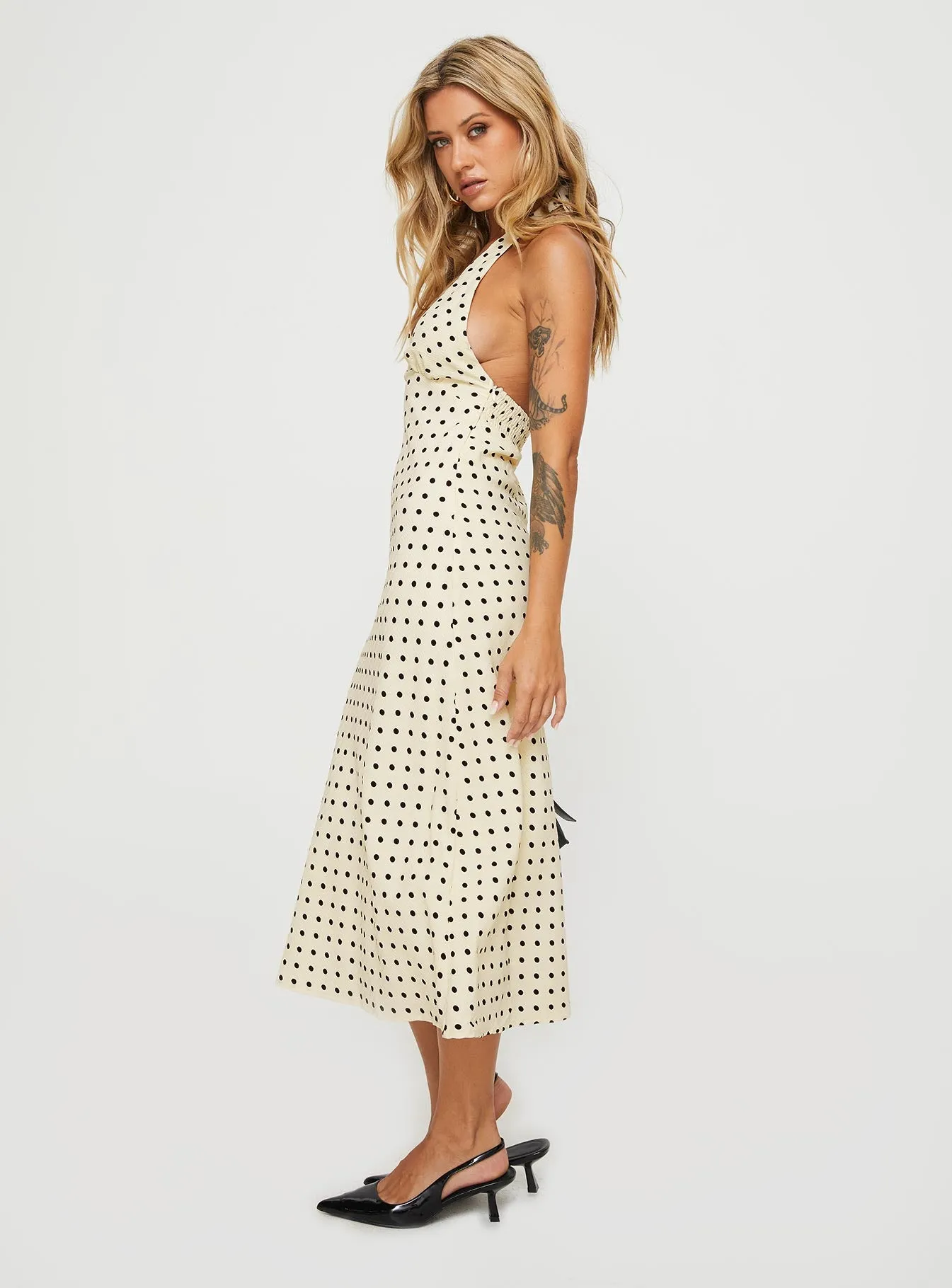 Kimbelle Halter Maxi Dress Cream / Polka Dot sold by Princess Polly product image thumbnail 4
