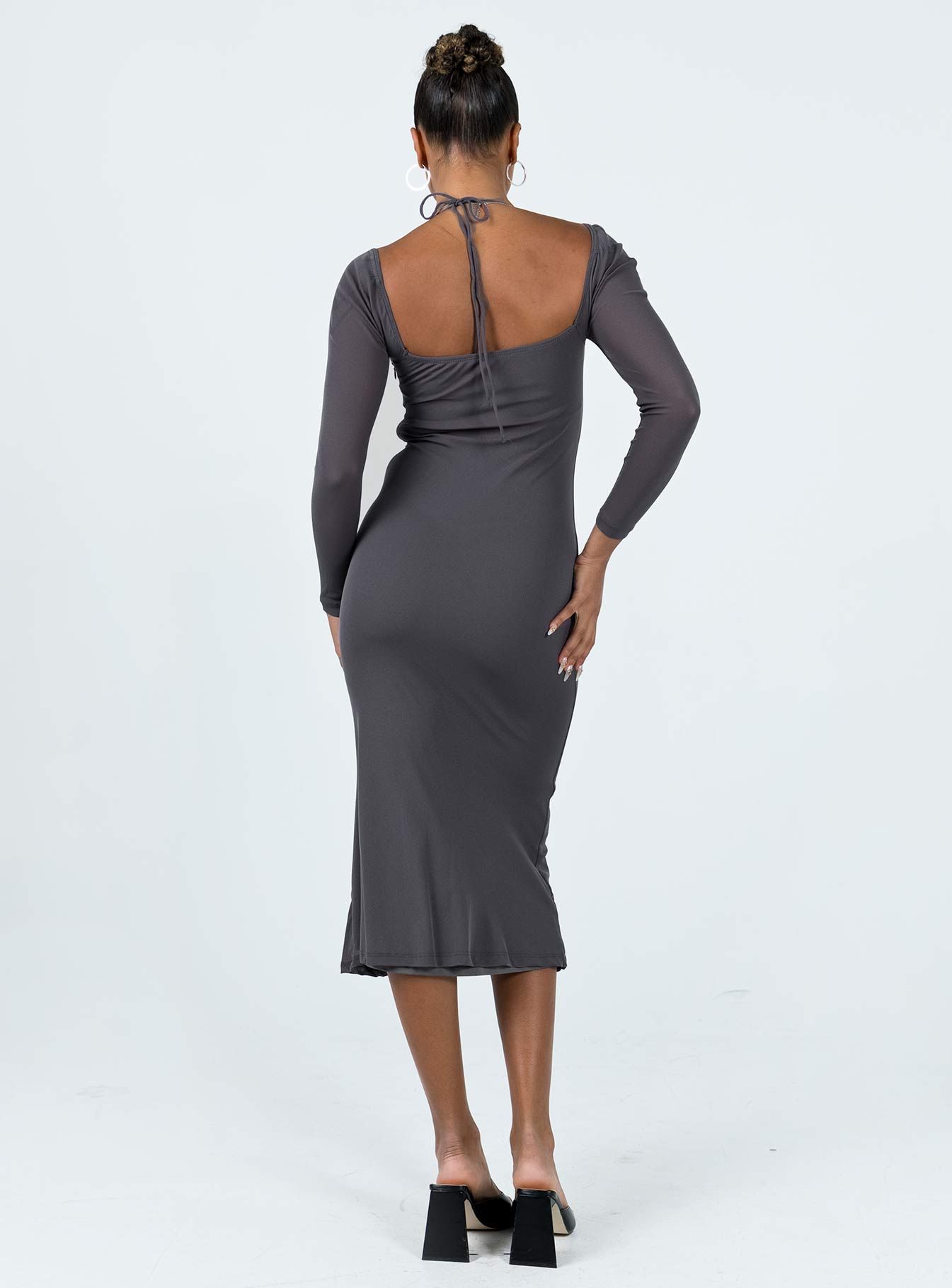 Fowlers Long Sleeve Midi Dress Slate sold by Princess Polly product image thumbnail 4