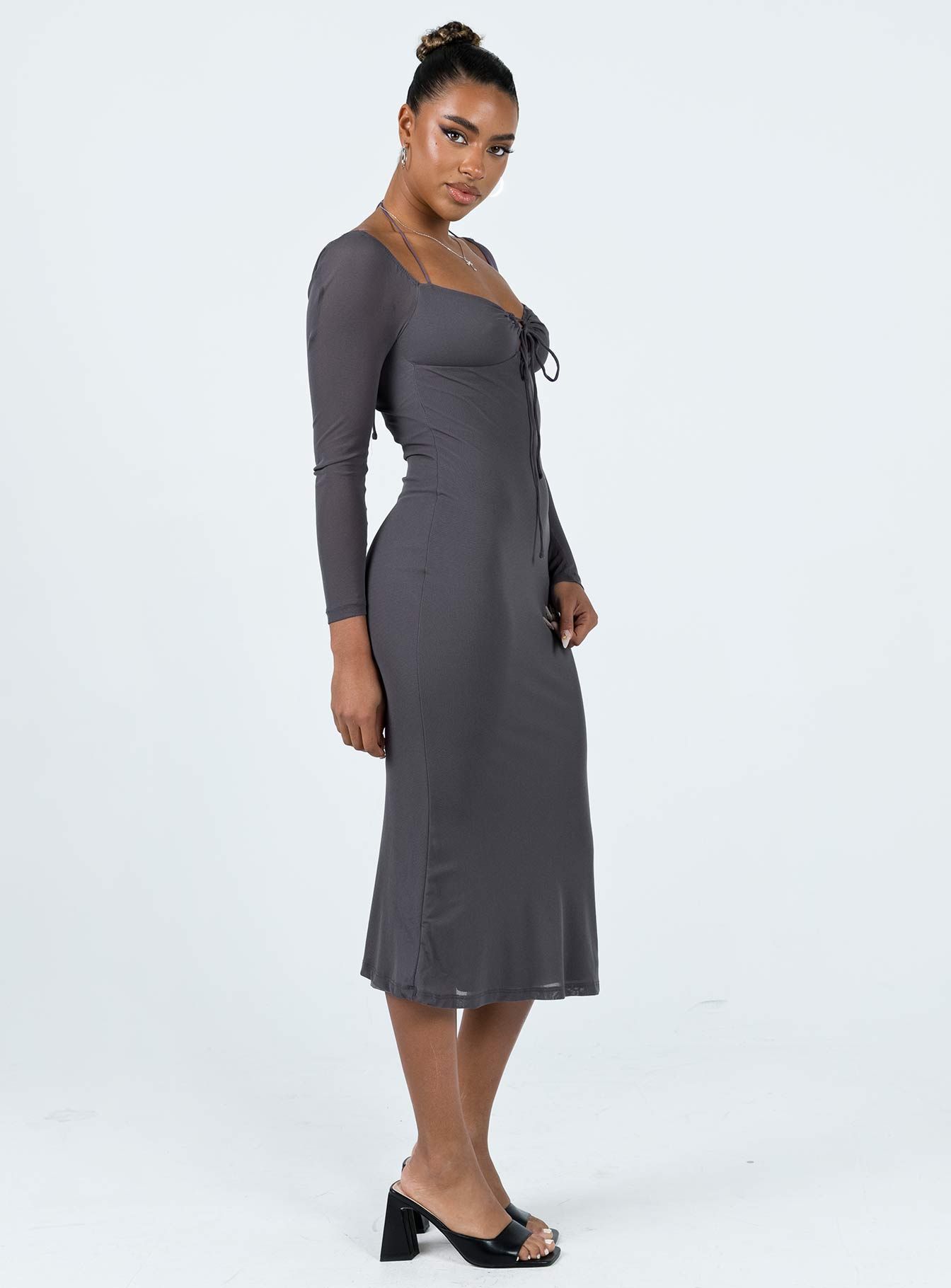 Fowlers Long Sleeve Midi Dress Slate sold by Princess Polly product image thumbnail 3