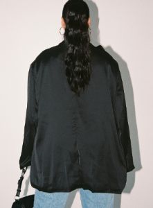 Toddy Satin Blazer Black Curve sold by Princess Polly