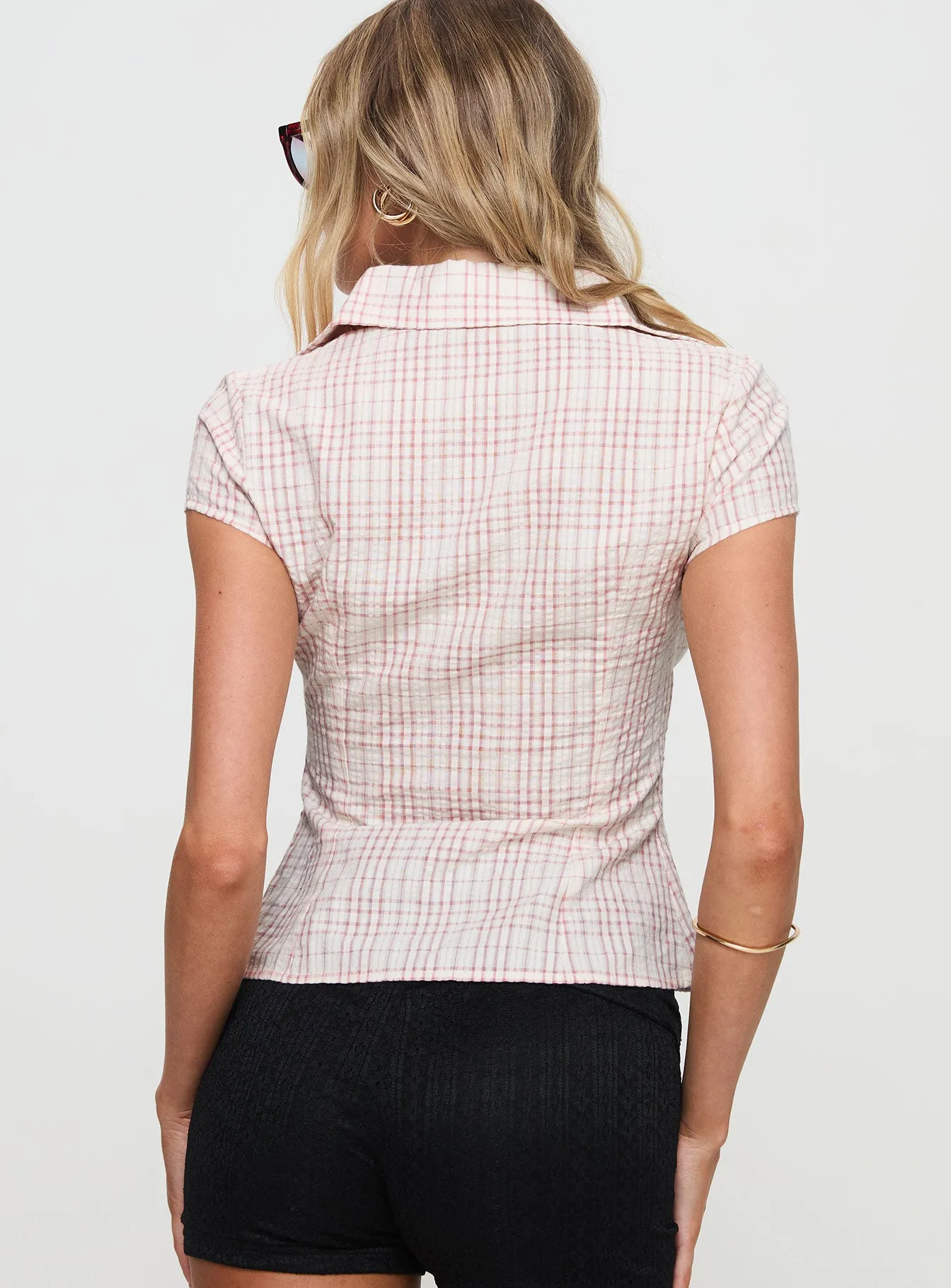 Cottesloe Blouse Top Pink Check sold by Princess Polly product image thumbnail 5