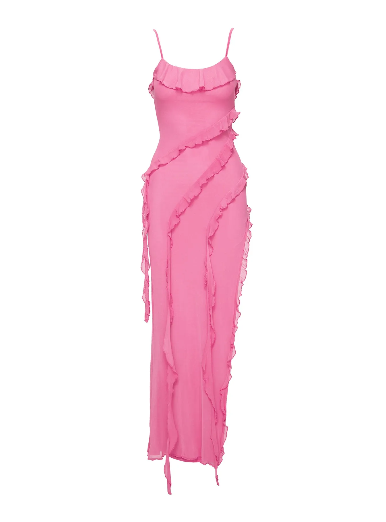 Valerian Frill Maxi Dress Pink Curve sold by Princess Polly product image thumbnail 5