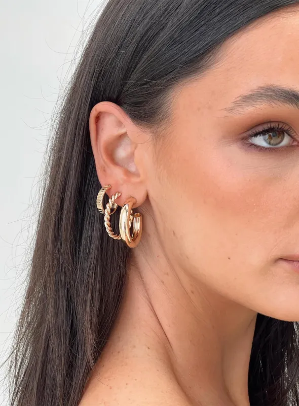 Atherton Earring Pack Gold sold by Princess Polly