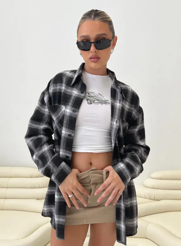 Waver Shirt Black / White Check sold by Princess Polly