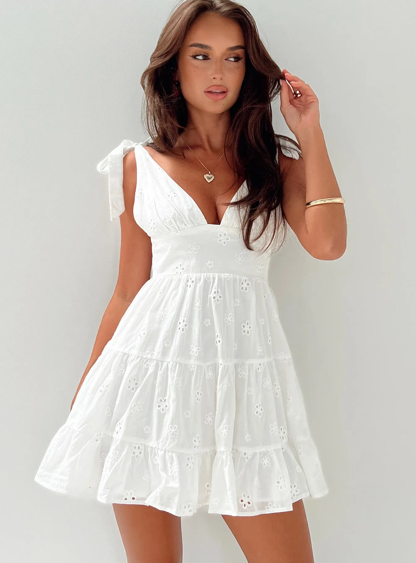 Galvis Mini Dress White Petite sold by Princess Polly
