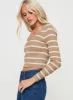 Devis Long Sleeve Top Beige / White sold by Princess Polly