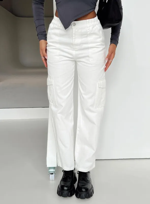 Pawley Cargo Pants White sold by Princess Polly