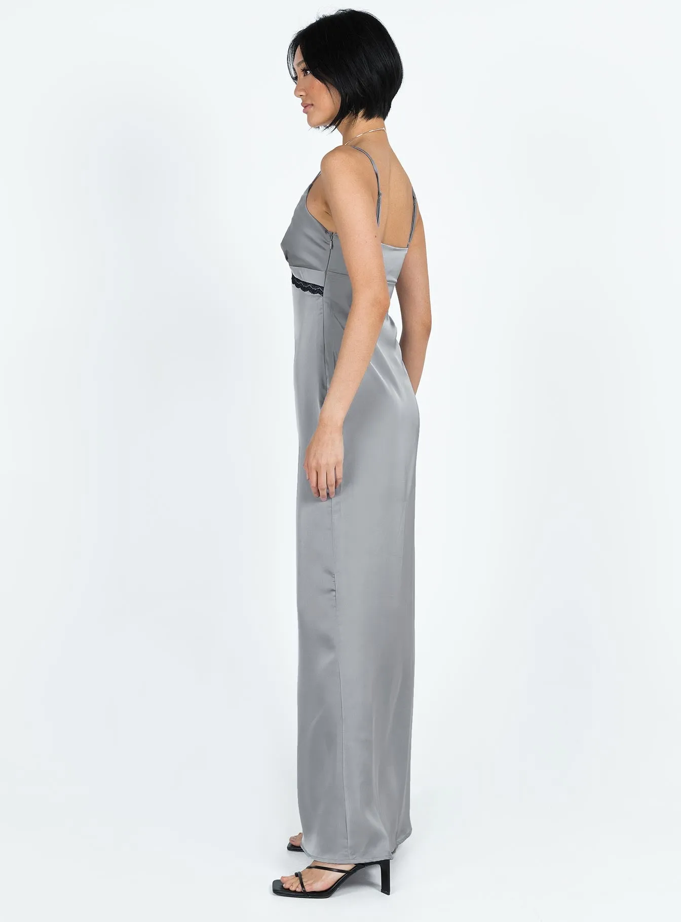Sidney Lace Trim Maxi Dress Grey sold by Princess Polly product image thumbnail 4