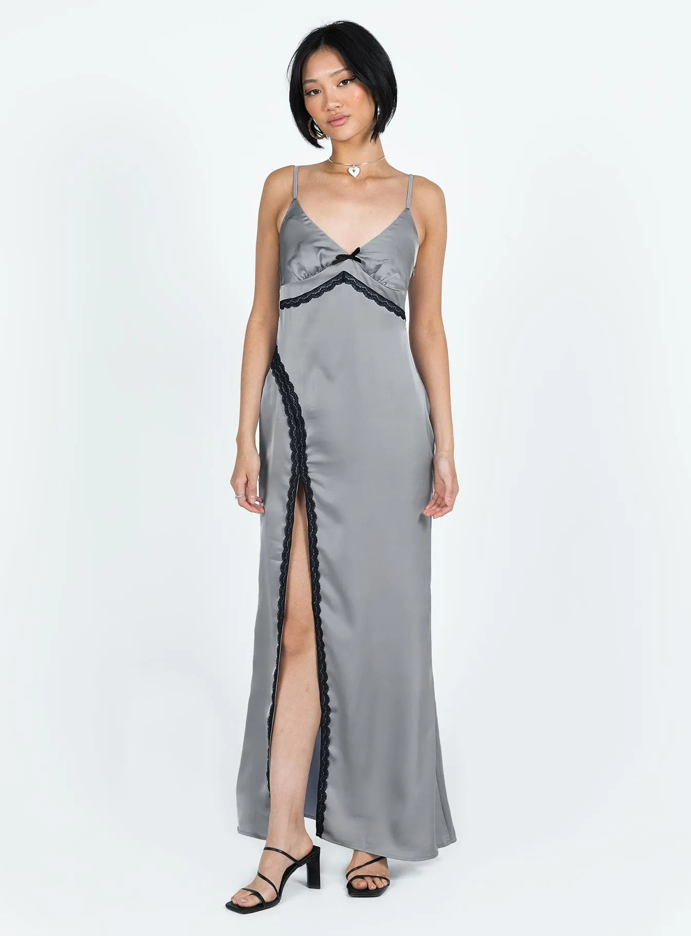 Sidney Lace Trim Maxi Dress Grey sold by Princess Polly product image thumbnail 3