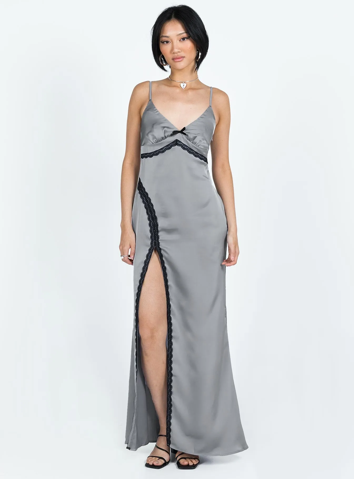 Sidney Lace Trim Maxi Dress Grey sold by Princess Polly product image thumbnail 2