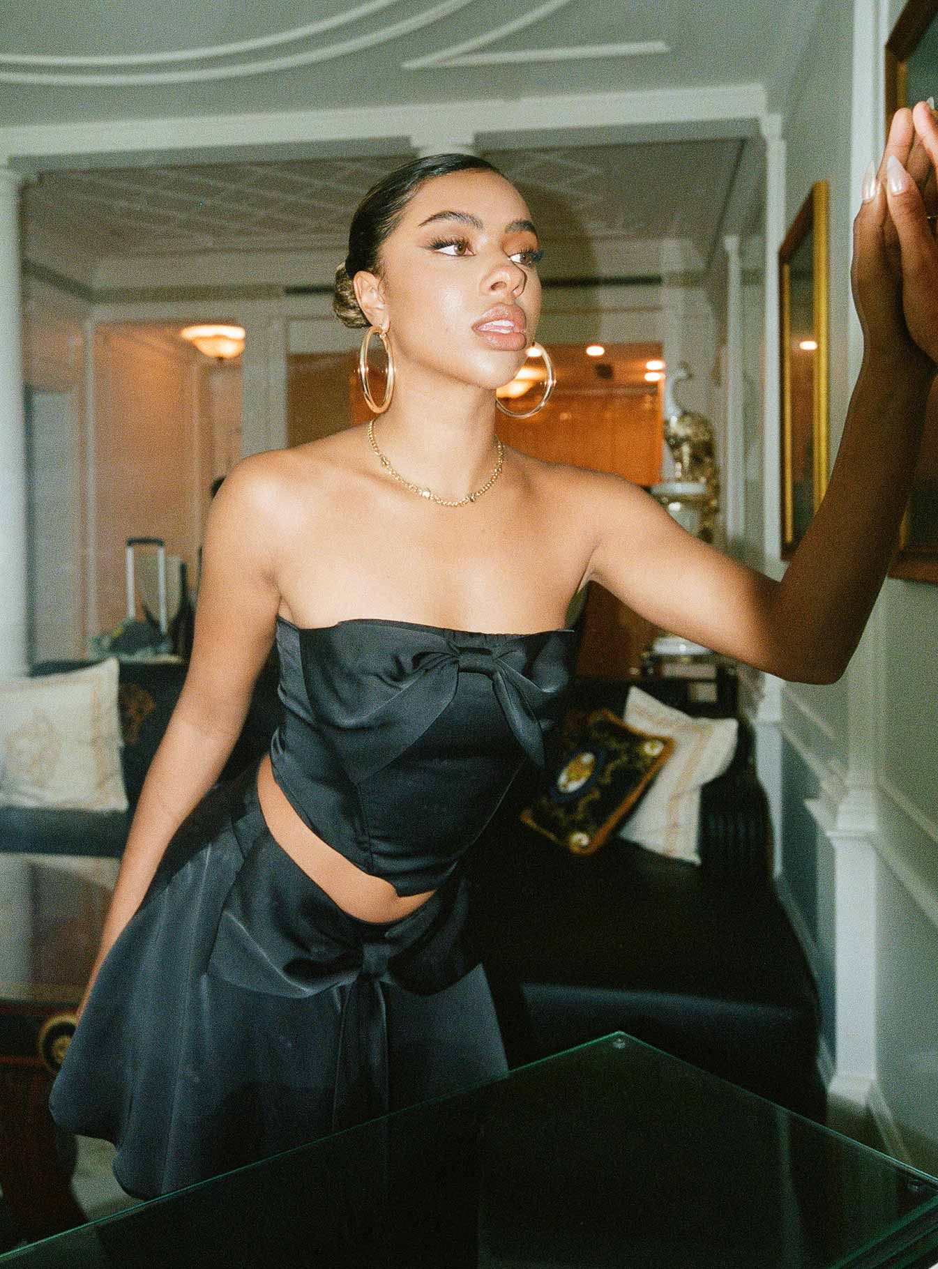 Kareela Bow Corset Top Black sold by Princess Polly