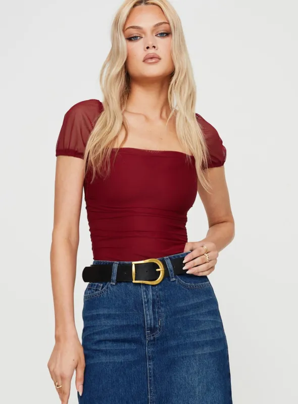 Dostan Bodysuit Burgundy sold by Princess Polly