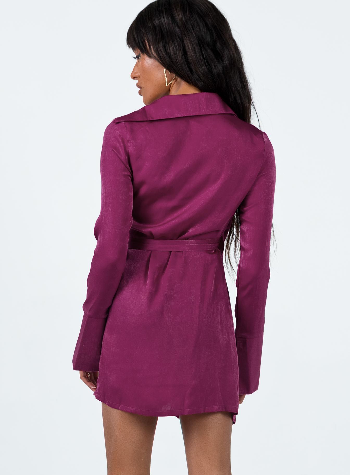 Diddam Long Sleeve Mini Dress Burgundy sold by Princess Polly product image thumbnail 5