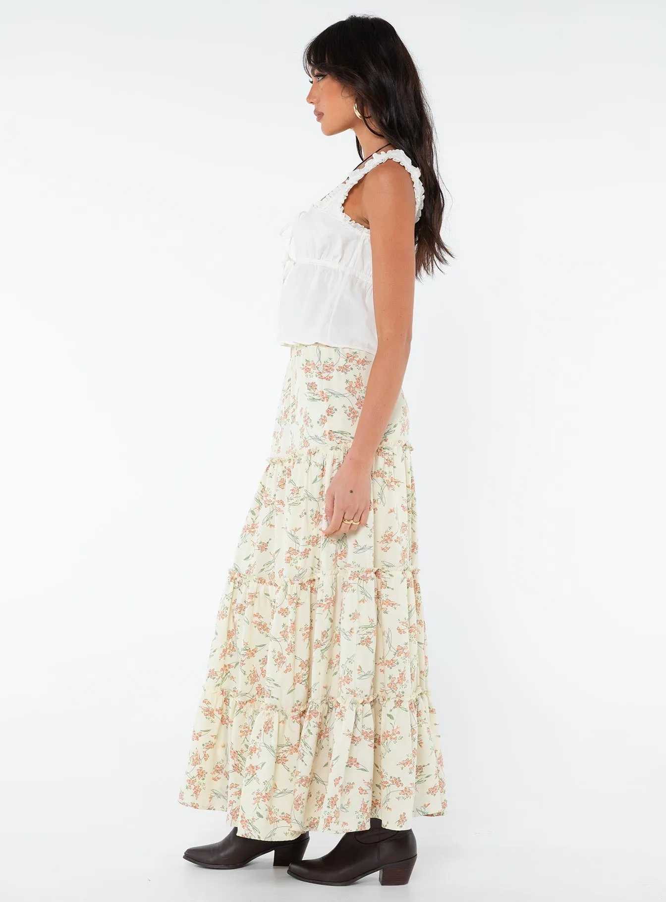 Miriah Maxi Skirt Cream Floral sold by Princess Polly product image thumbnail 4