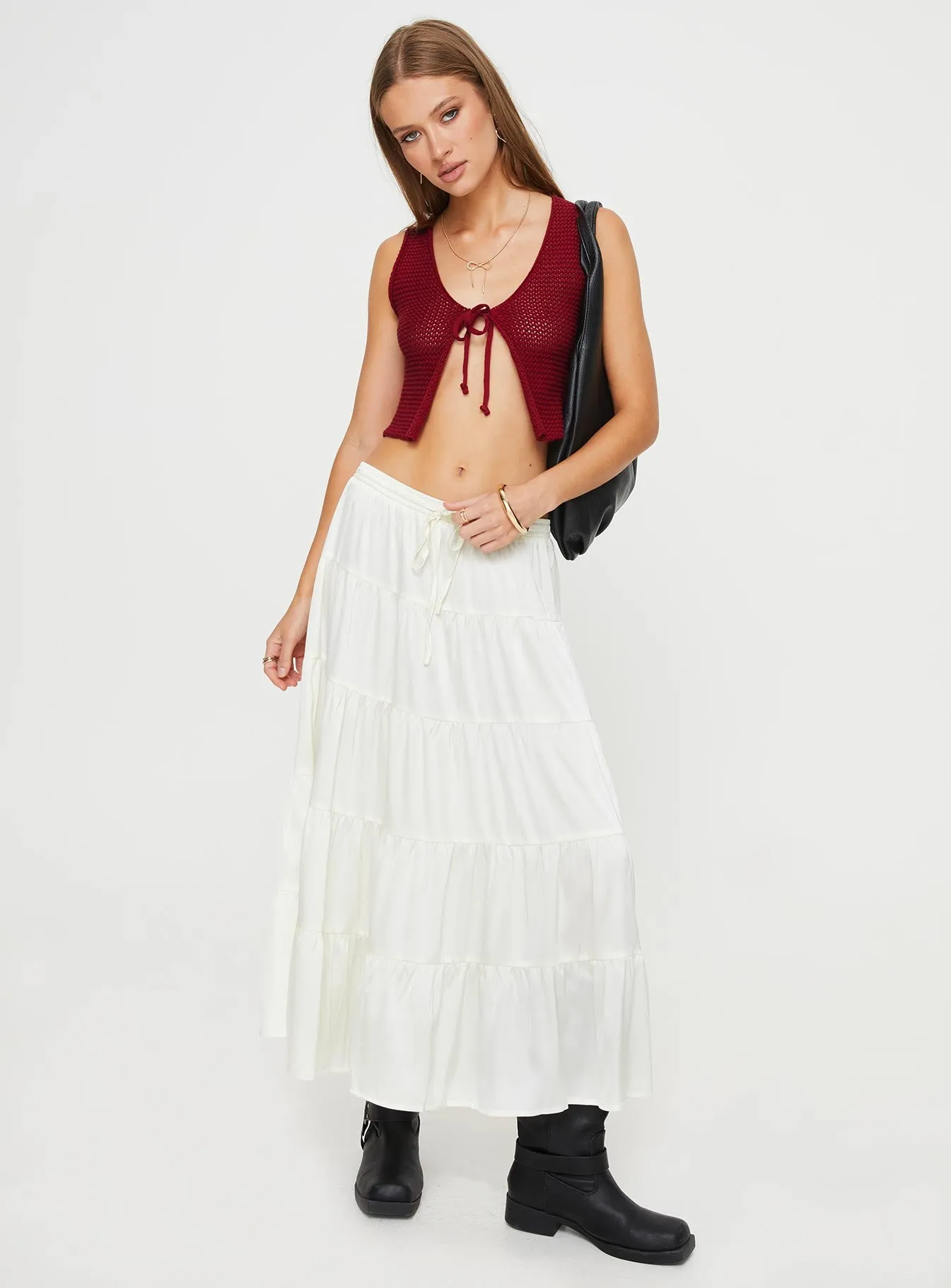Keira Tiered Maxi Skirt Porcelain sold by Princess Polly product image thumbnail 2