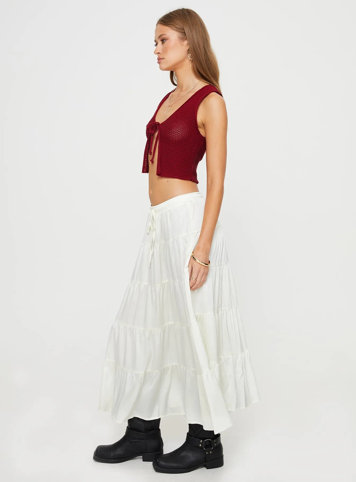 Keira Tiered Maxi Skirt Porcelain sold by Princess Polly product image thumbnail 4