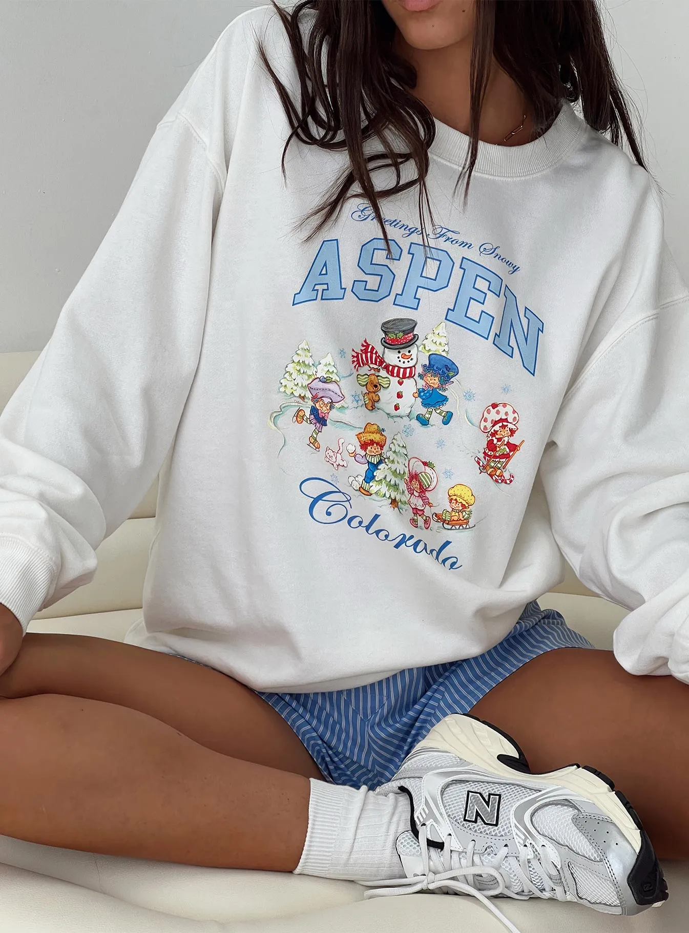 SSC Greetings From Aspen Crew Neck Sweatshirt Marshmallow sold by Princess Polly