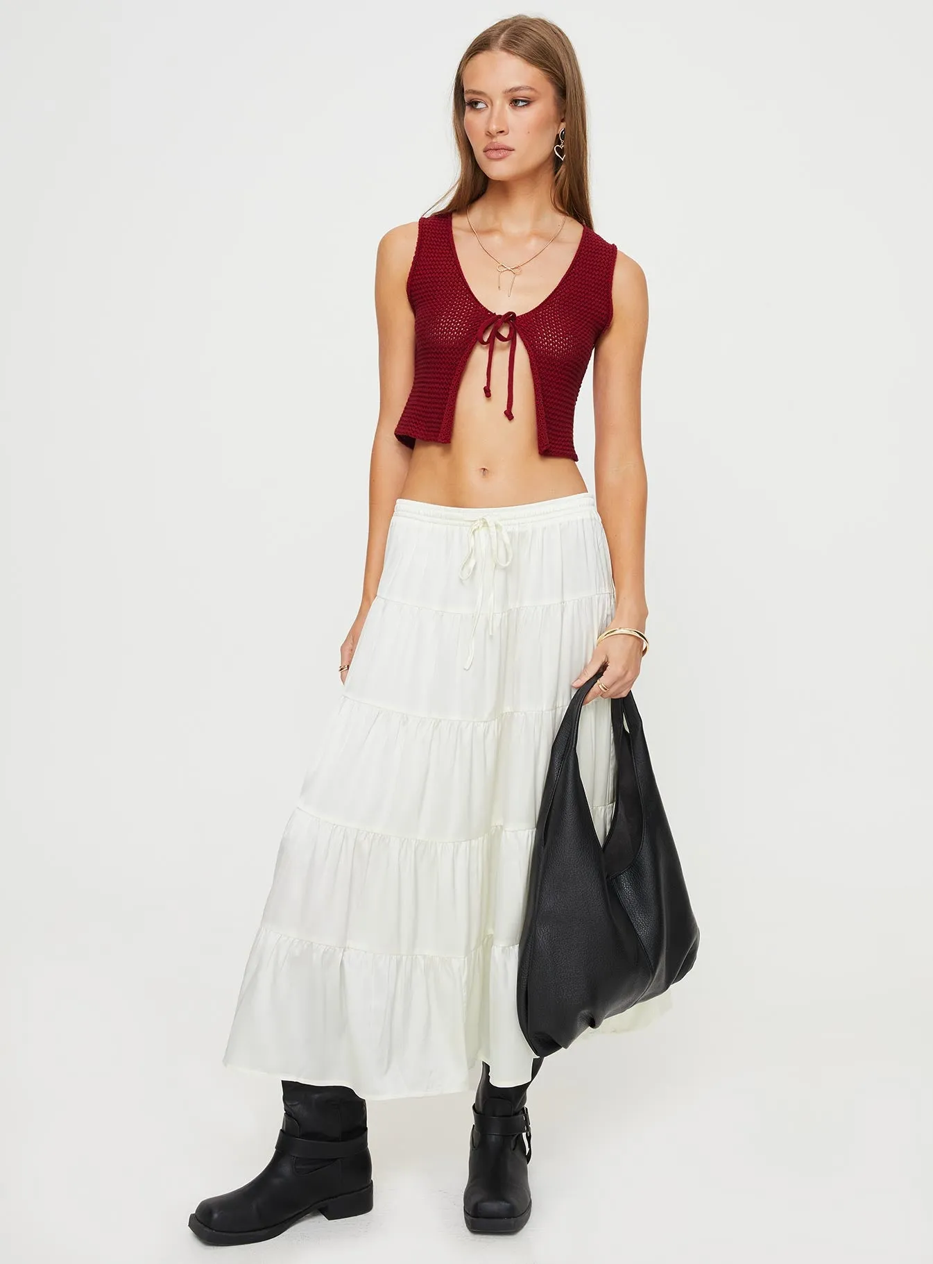 Keira Tiered Maxi Skirt Porcelain sold by Princess Polly product image thumbnail 3