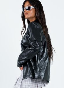 Admiral Faux Leather Jacket Black sold by Princess Polly