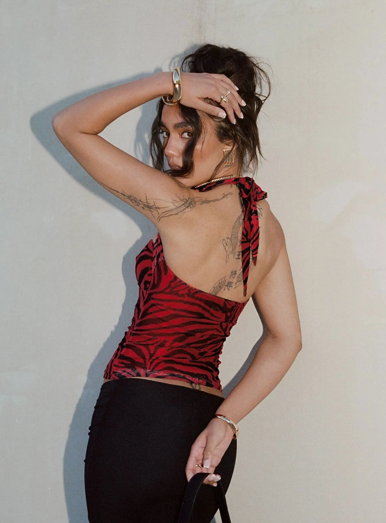 Cielo Mesh Halter Top Red Zebra sold by Princess Polly product image thumbnail 4