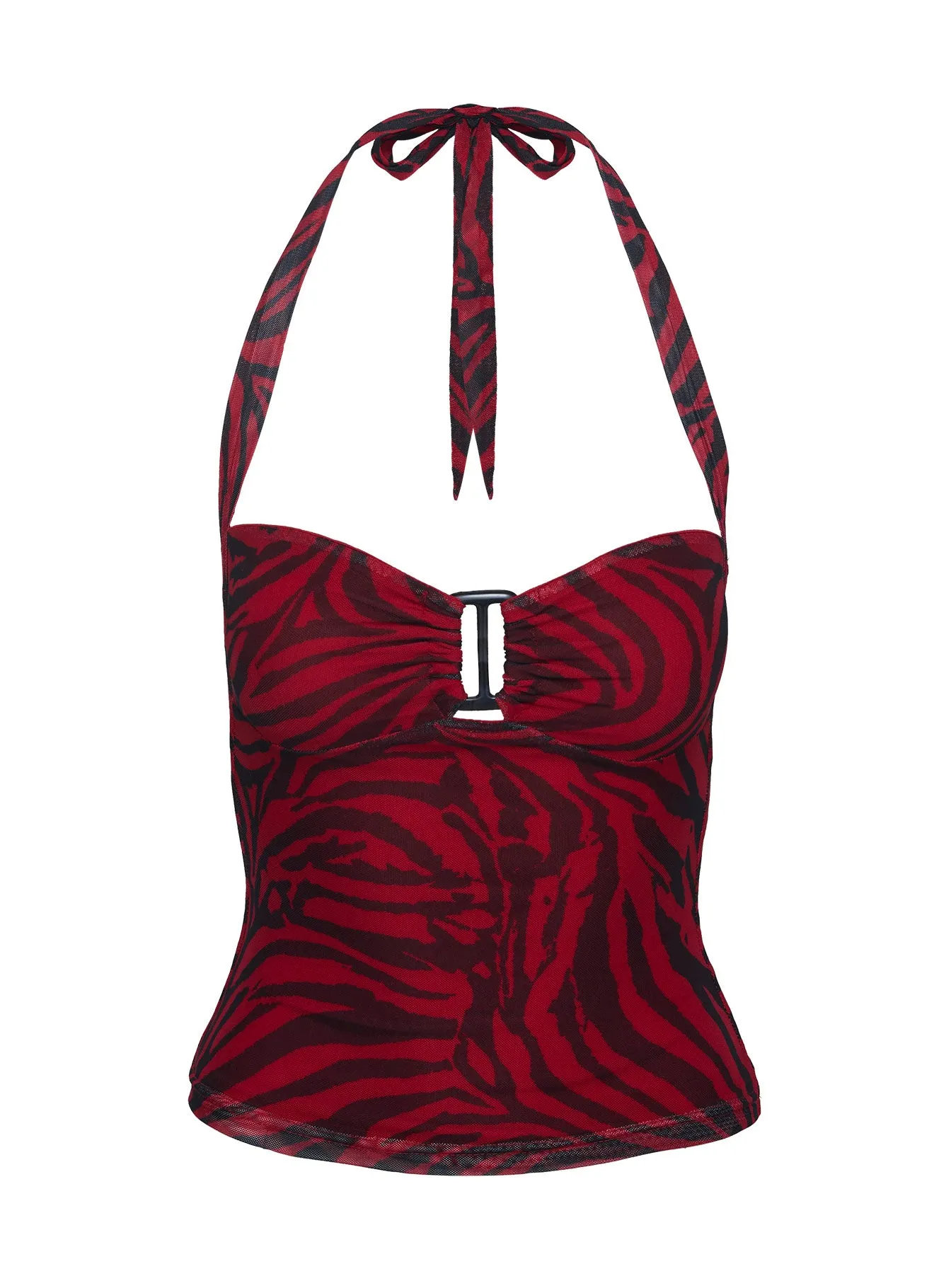 Cielo Mesh Halter Top Red Zebra sold by Princess Polly product image thumbnail 5