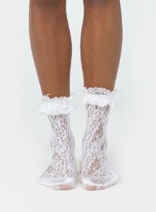 Liani Ruffle Socks White sold by Princess Polly