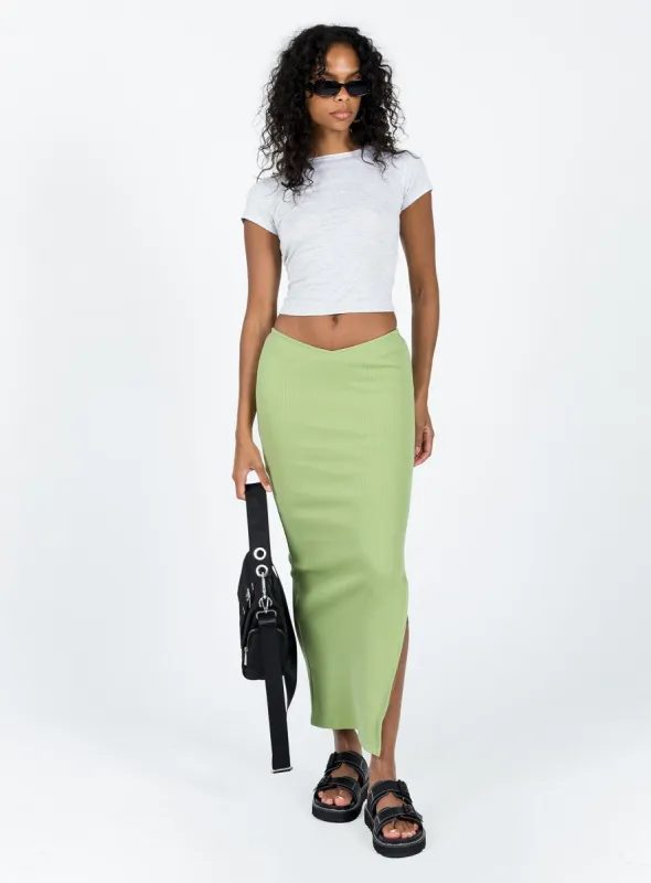 Abigail Midi Skirt Green sold by Princess Polly