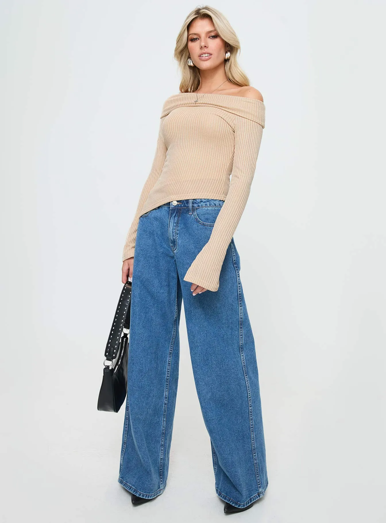 Streep Off The Shoulder Top Beige sold by Princess Polly product image thumbnail 2