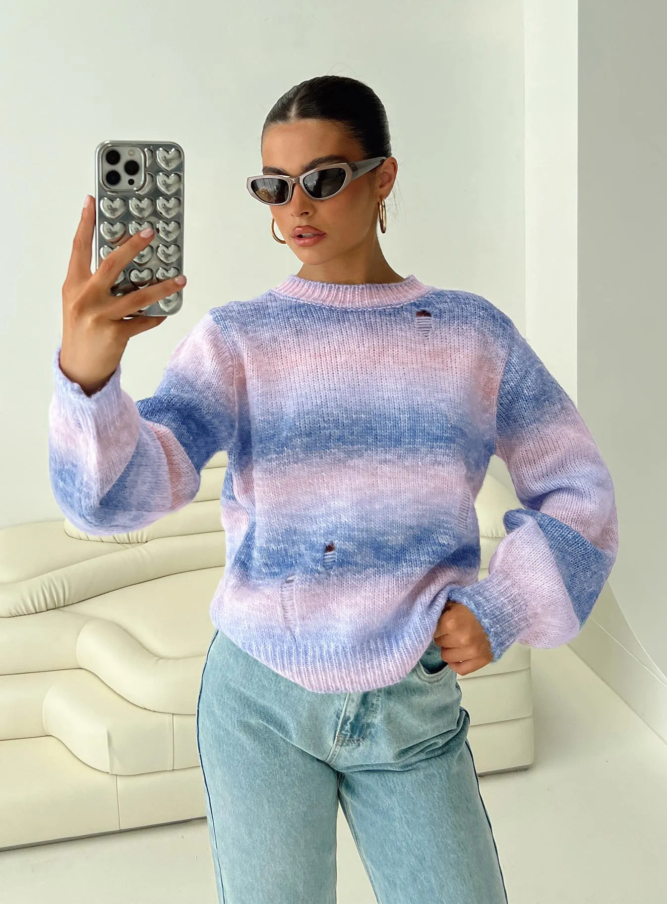 Marge Ombre Stripe Sweater Multi sold by Princess Polly