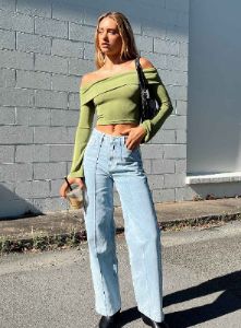 Booran Wide Leg Light Wash Denim Jean sold by Princess Polly