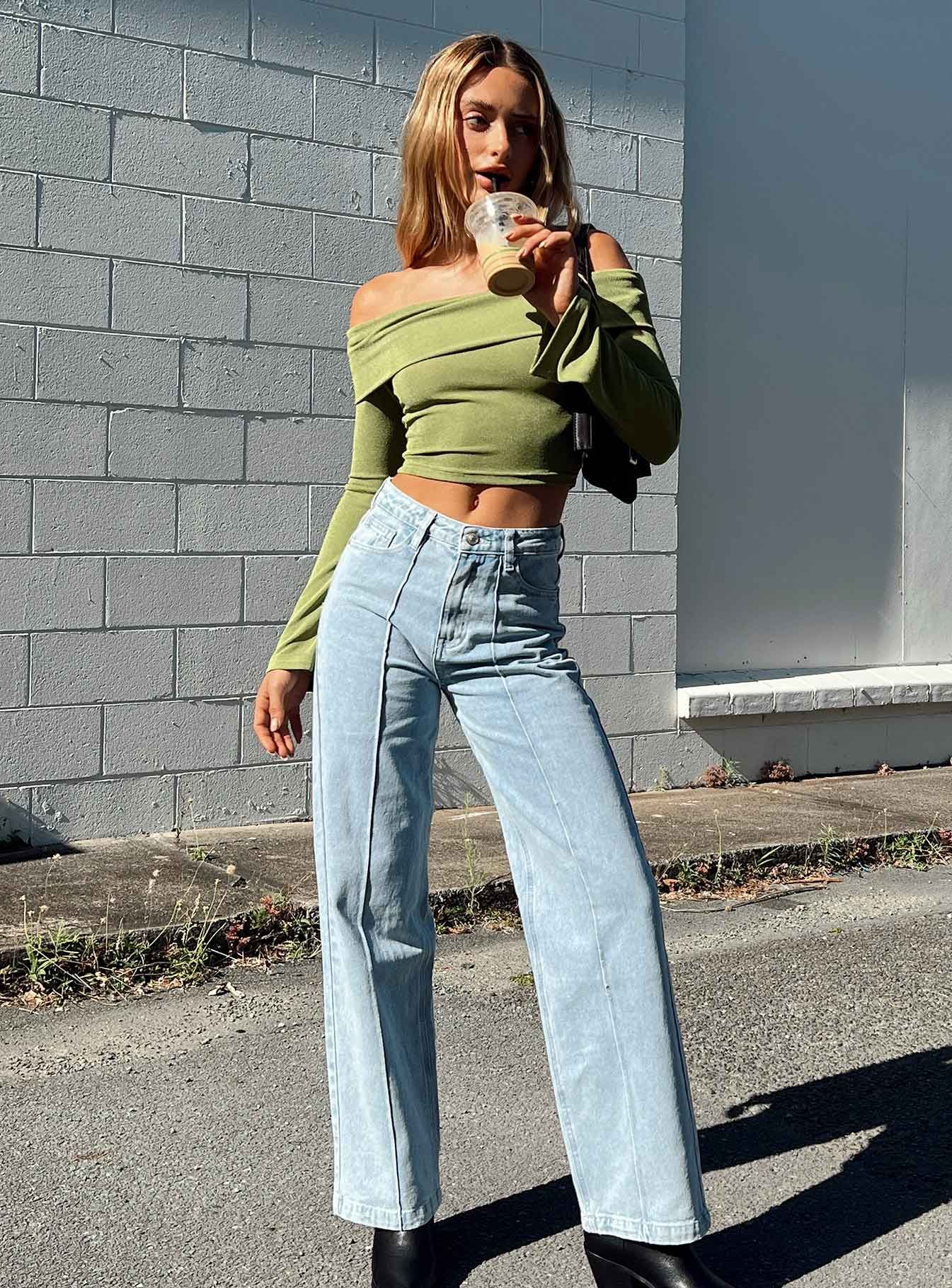 Booran Wide Leg Light Wash Denim Jean sold by Princess Polly