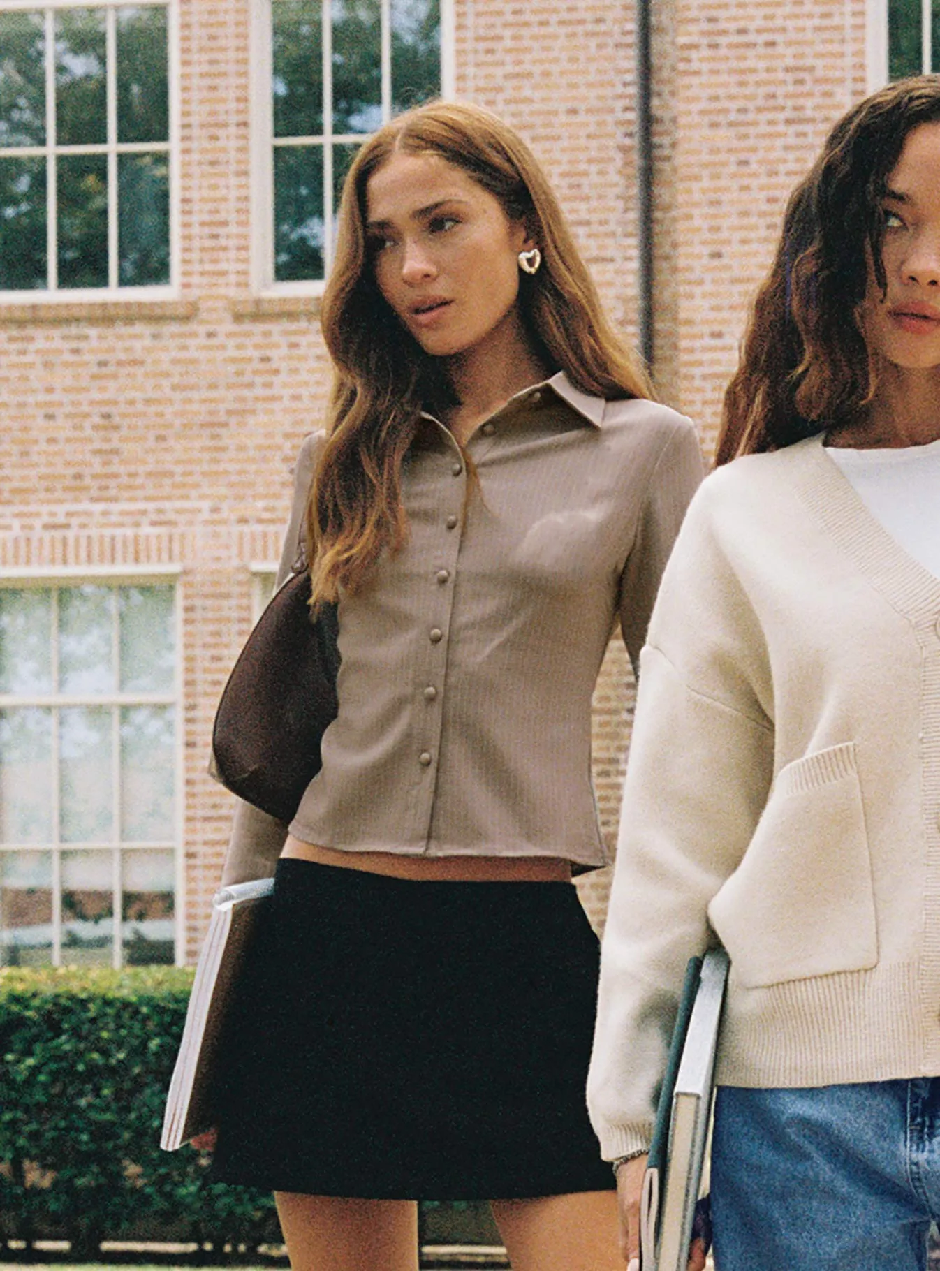 Anni Pinstripe Shirt Beige sold by Princess Polly