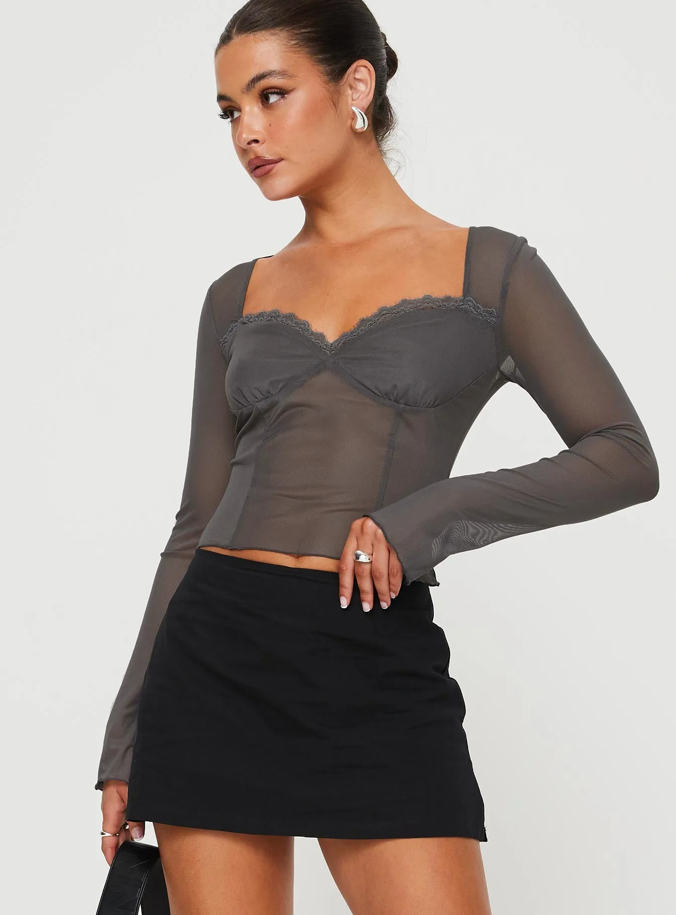 Judeth Long Sleeve Top Grey sold by Princess Polly