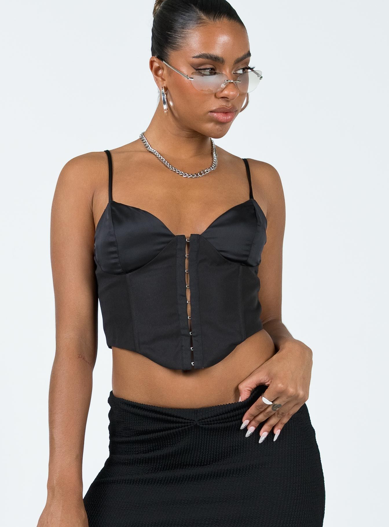 Palisade Corset Top Black sold by Princess Polly