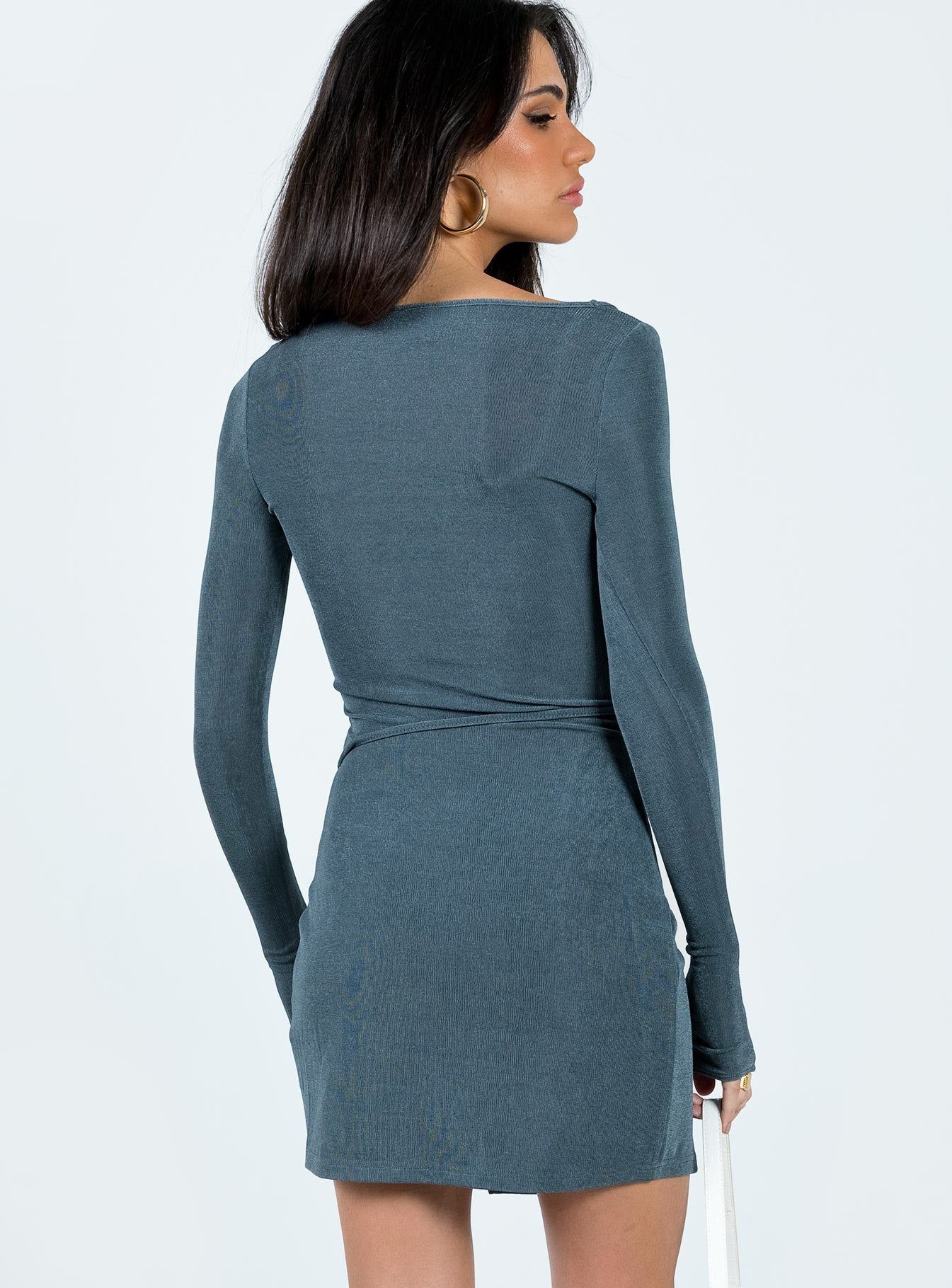 Ura Long Sleeve Mini Dress Grey sold by Princess Polly product image thumbnail 5